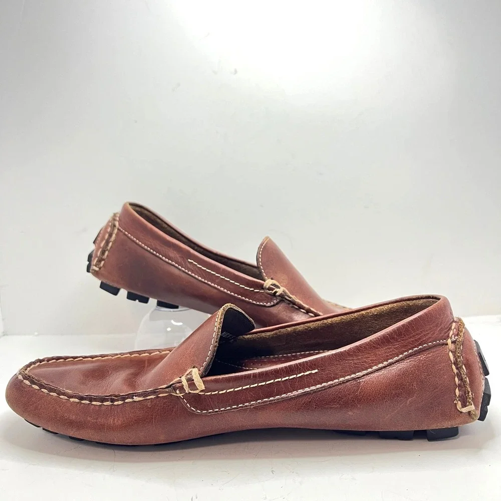 Bass Premium Collection Bel Air Mens 8M Brown Leather Driving Loafer Vibram Sole